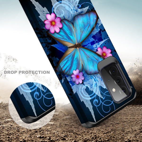 samsung galaxy a02s hybrid case - blue butterfly - www.coverlabusa.com