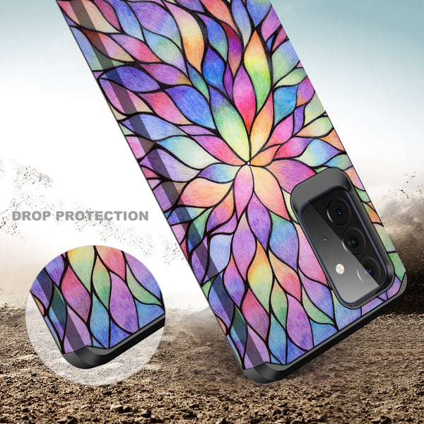 samsung galaxy a52 5g hybrid case - rainbow flower - www.coverlabusa.com