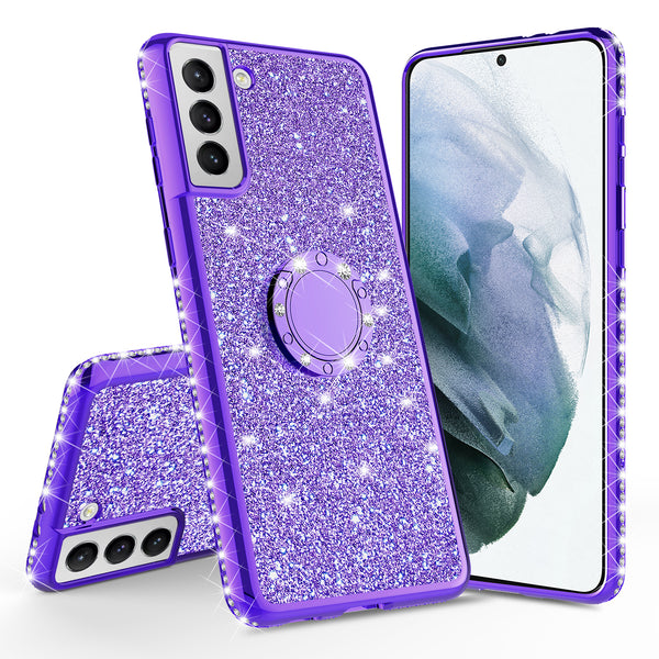 samsung galaxy s21 plus glitter bling fashion case - purple - www.coverlabusa.com