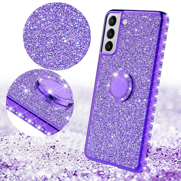 samsung galaxy s21 plus glitter bling fashion case - purple - www.coverlabusa.com