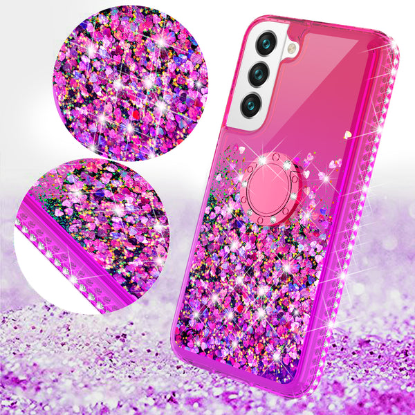 glitter phone case for samsung galaxy s22 plus - hot pink/purple gradient - www.coverlabusa.com