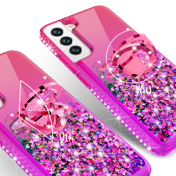 glitter phone case for samsung galaxy s22 plus - hot pink/purple gradient - www.coverlabusa.com