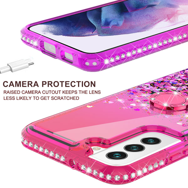 glitter phone case for samsung galaxy s22 plus - hot pink/purple gradient - www.coverlabusa.com