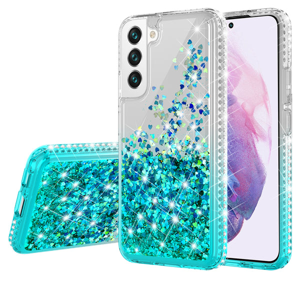 clear liquid phone case for samsung galaxt s22 plus - teal - www.coverlabusa.com