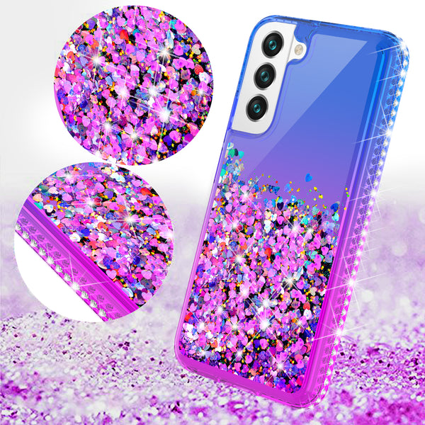 glitter phone case for samsung galaxy s22 plus - blue/purple gradient - www.coverlabusa.com