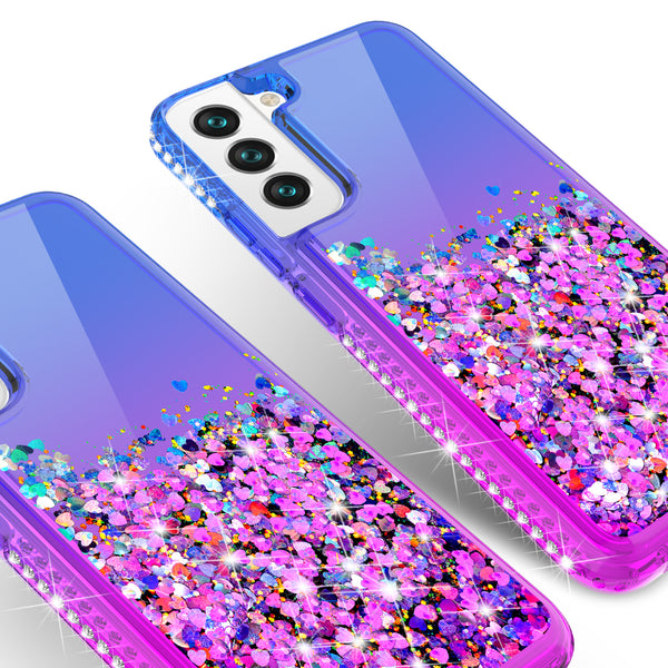 glitter phone case for samsung galaxy s22 plus - blue/purple gradient - www.coverlabusa.com