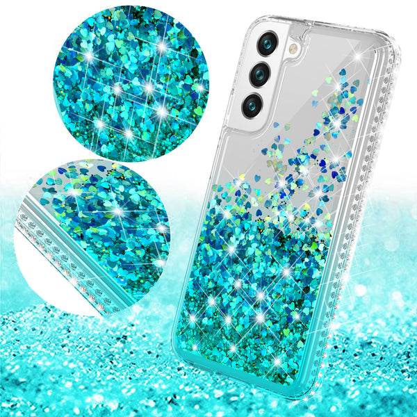 clear liquid phone case for samsung galaxt s22 plus - teal - www.coverlabusa.com