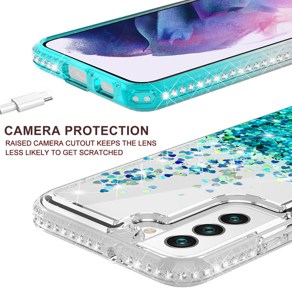 clear liquid phone case for samsung galaxt s22 plus - teal - www.coverlabusa.com