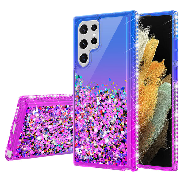 glitter phone case for samsung galaxy s22 ultra - blue/purple gradient - www.coverlabusa.com