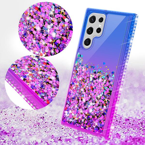 glitter phone case for samsung galaxy s22 ultra - blue/purple gradient - www.coverlabusa.com