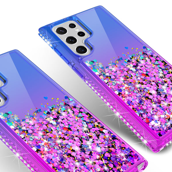 glitter phone case for samsung galaxy s22 ultra - blue/purple gradient - www.coverlabusa.com