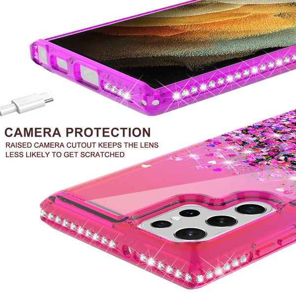 glitter phone case for samsung galaxy s22 ultra - hot pink/purple gradient - www.coverlabusa.com