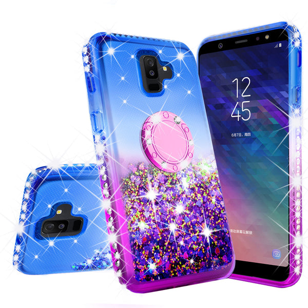 glitter ring phone case for samsung galaxy A6 - blue gradient - www.coverlabusa.com