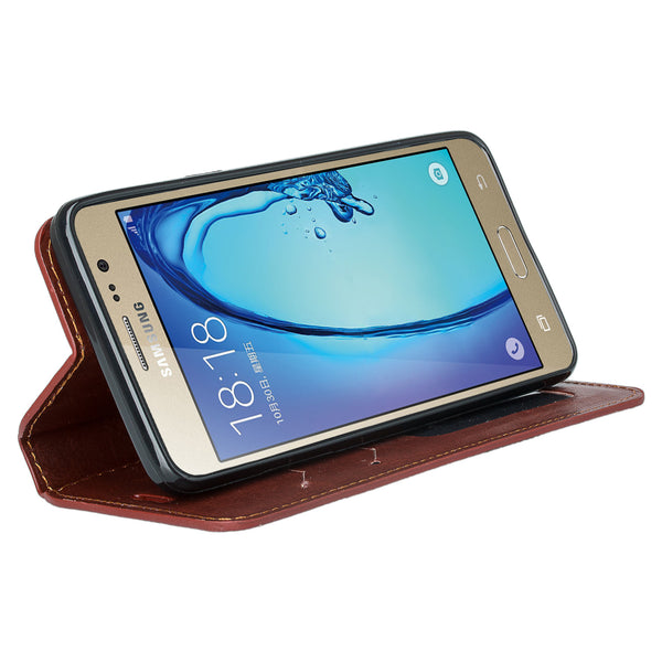 samsung galaxy on5 Pu leather wallet case - brown - www.coverlabusa.com