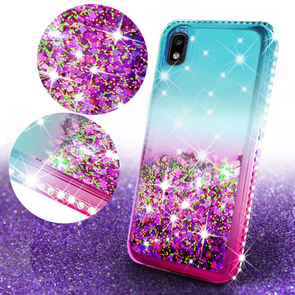 glitter phone case for motorola moto e6 - teal/pink gradient - www.coverlabusa.com