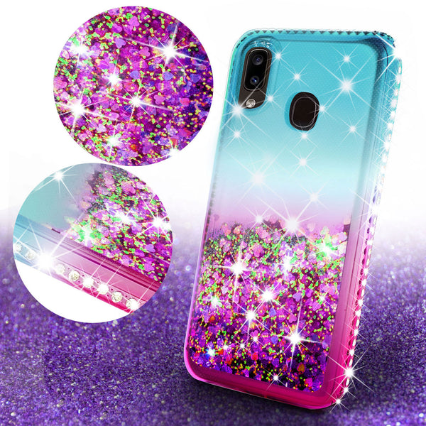 glitter phone case for samsung galaxy a20 - teal/pink gradient - www.coverlabusa.com