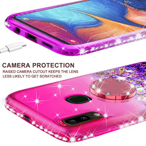 glitter phone case for alcatel 3v (2019) - hot pink/purple gradient - www.coverlabusa.com