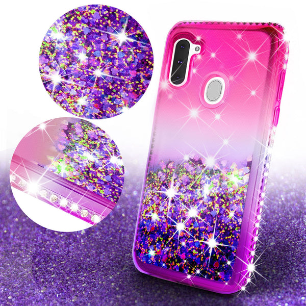glitter phone case for samsung galaxy a11 - hot pink/purple gradient - www.coverlabusa.com