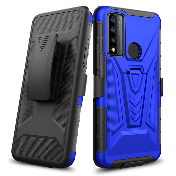 holster kickstand hyhrid phone case for tcl 20 xe - blue - www.coverlabusa.com