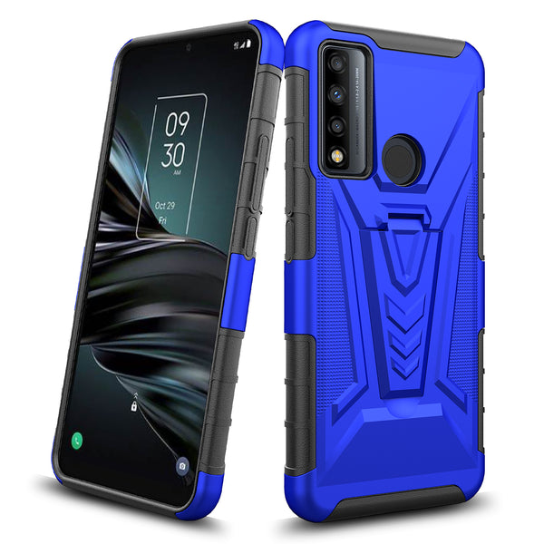 holster kickstand hyhrid phone case for tcl 20 xe - blue - www.coverlabusa.com