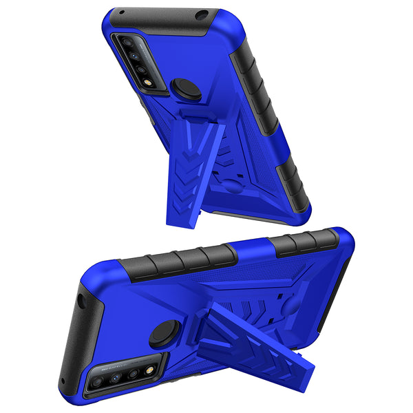 holster kickstand hyhrid phone case for tcl 20 a 5g/4x 5g - blue - www.coverlabusa.com