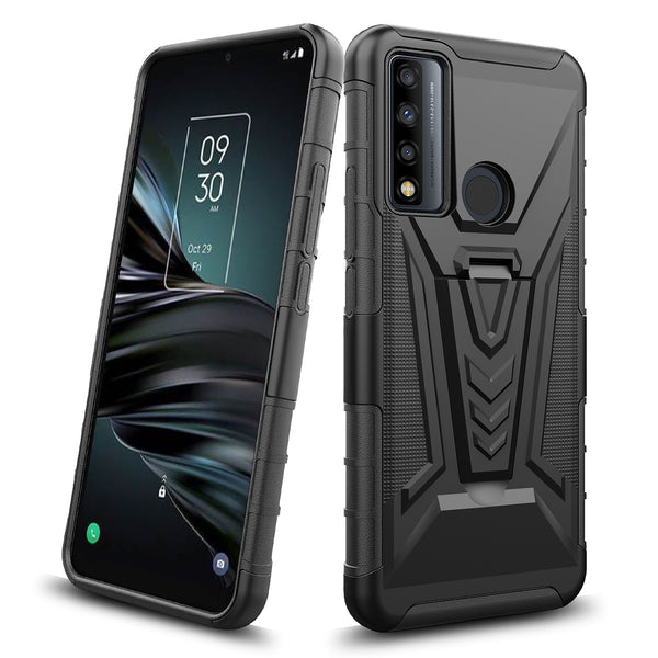 holster kickstand hyhrid phone case for tcl 20 a 5g/4x 5g - black - www.coverlabusa.com