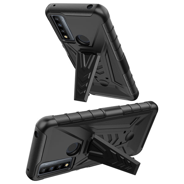 holster kickstand hyhrid phone case for tcl 20 a 5g/4x 5g - black - www.coverlabusa.com