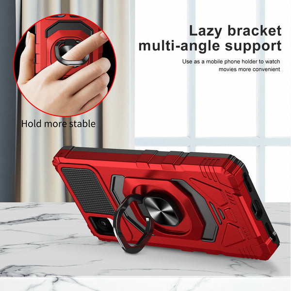 ring car mount kickstand hyhrid phone case for tcl 30z/30 le - red - www.coverlabusa.com