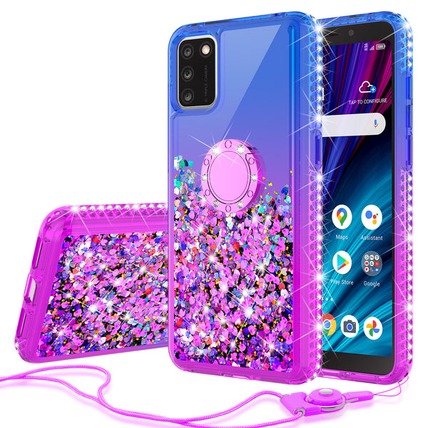 glitter phone case for tcl a3x - blue/purple gradient - www.coverlabusa.com