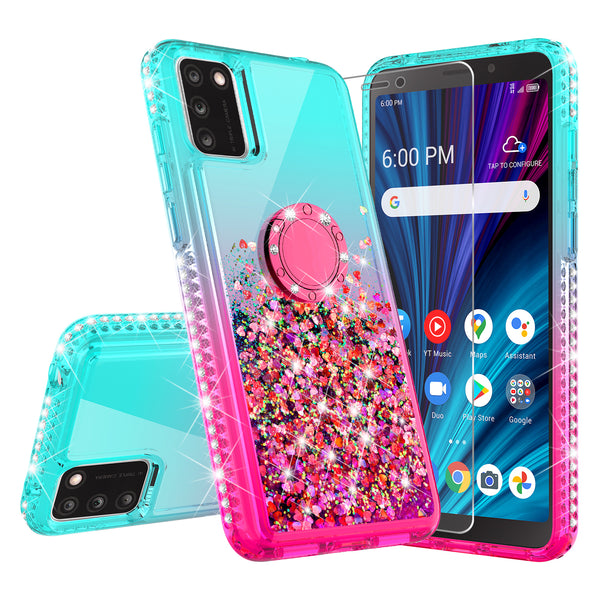 glitter phone case for tcl a3x - teal/pink gradient - www.coverlabusa.com