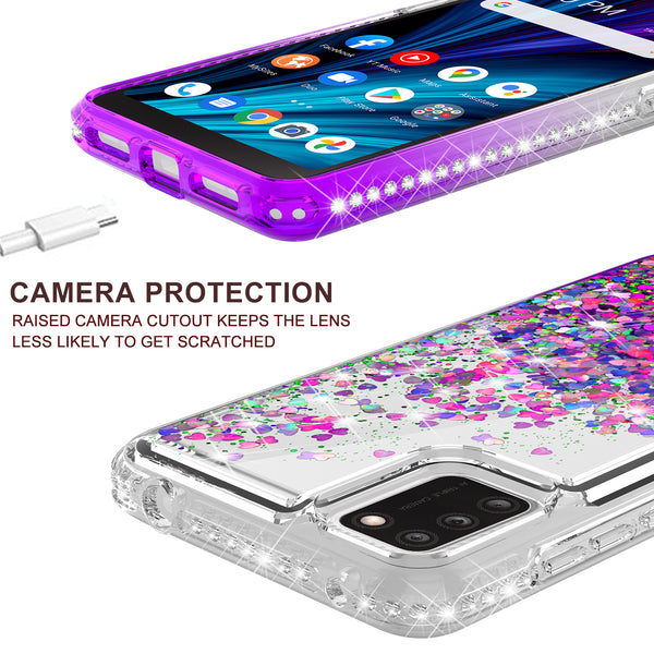 clear liquid phone case for tcl a3x - purple - www.coverlabusa.com