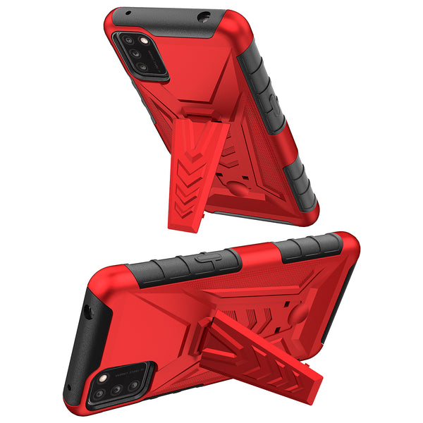 holster kickstand hyhrid phone case for tcl a3x - red - www.coverlabusa.com