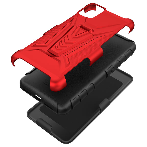 holster kickstand hyhrid phone case for tcl a3x - red - www.coverlabusa.com