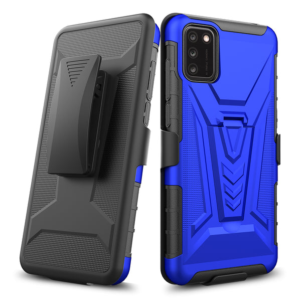 holster kickstand hyhrid phone case for tcl a3x - blue - www.coverlabusa.com