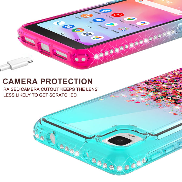 glitter phone case for tcl a3 - teal/pink gradient - www.coverlabusa.com