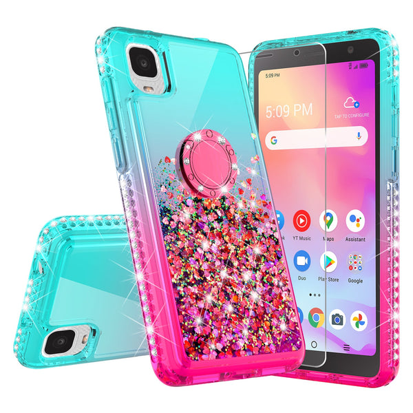 glitter phone case for tcl a3 - teal/pink gradient - www.coverlabusa.com