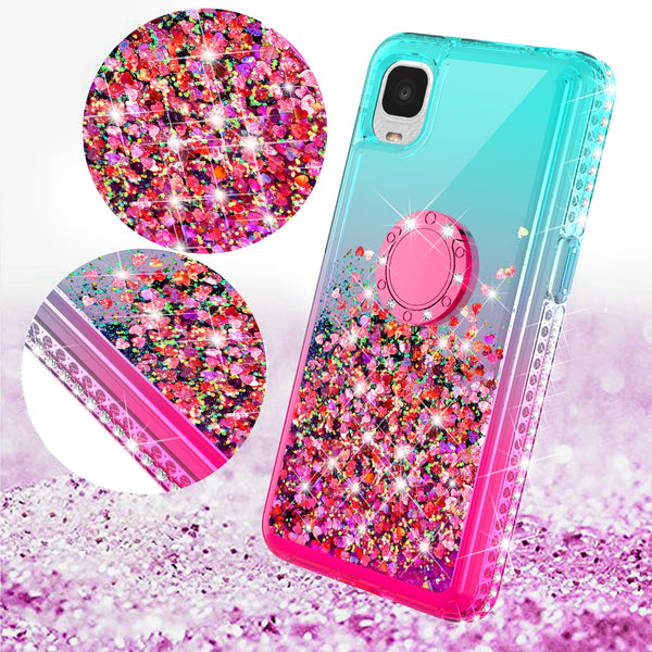 glitter phone case for tcl a3 - teal/pink gradient - www.coverlabusa.com