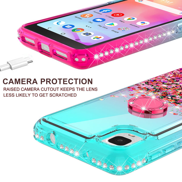 glitter phone case for tcl a3 - teal/pink gradient - www.coverlabusa.com