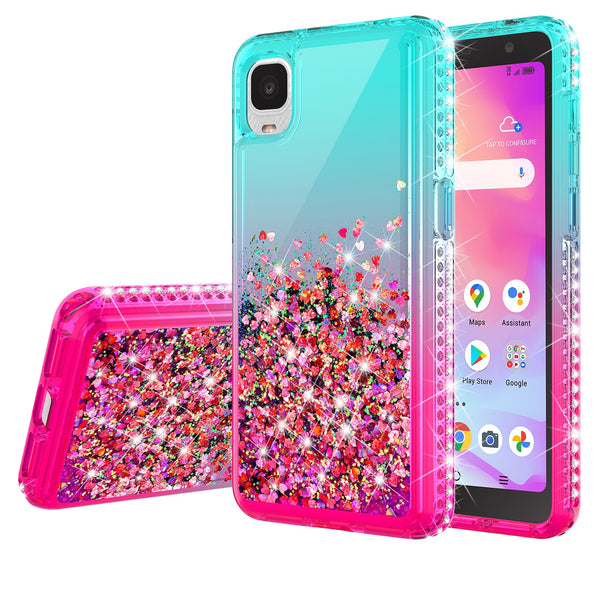 glitter phone case for tcl a3 - teal/pink gradient - www.coverlabusa.com