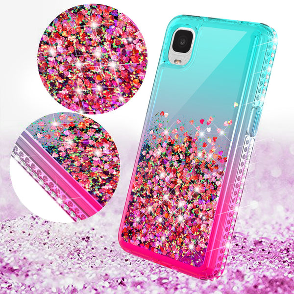 glitter phone case for tcl a3 - teal/pink gradient - www.coverlabusa.com