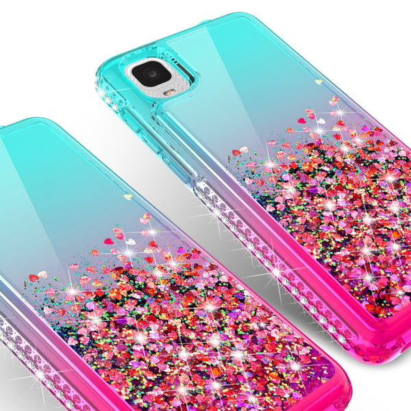 glitter phone case for tcl a3 - teal/pink gradient - www.coverlabusa.com