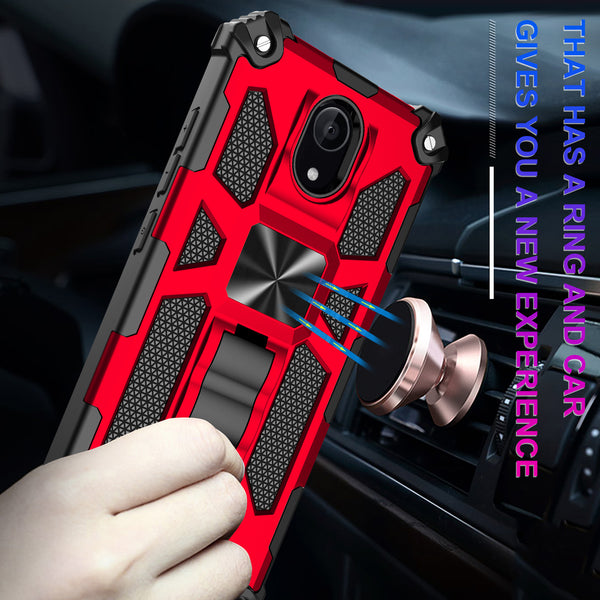 ring car mount kickstand hyhrid phone case for wiko ride 2 - red - www.coverlabusa.com