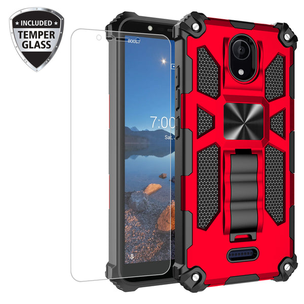 ring car mount kickstand hyhrid phone case for wiko ride 2 - red - www.coverlabusa.com