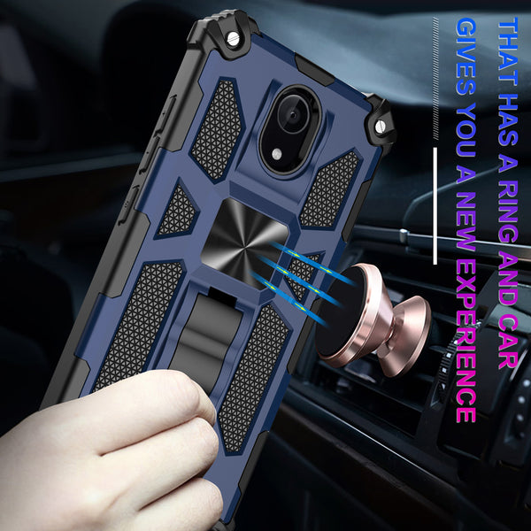 ring car mount kickstand hyhrid phone case for wiko ride 2 - blue - www.coverlabusa.com
