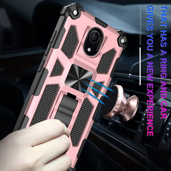 ring car mount kickstand hyhrid phone case for wiko ride 2 - rose gold - www.coverlabusa.com