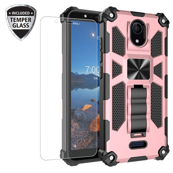 ring car mount kickstand hyhrid phone case for wiko ride 2 - rose gold - www.coverlabusa.com