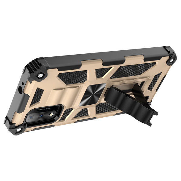 ring car mount kickstand hyhrid phone case for wiko ride 3 - gold - www.coverlabusa.com