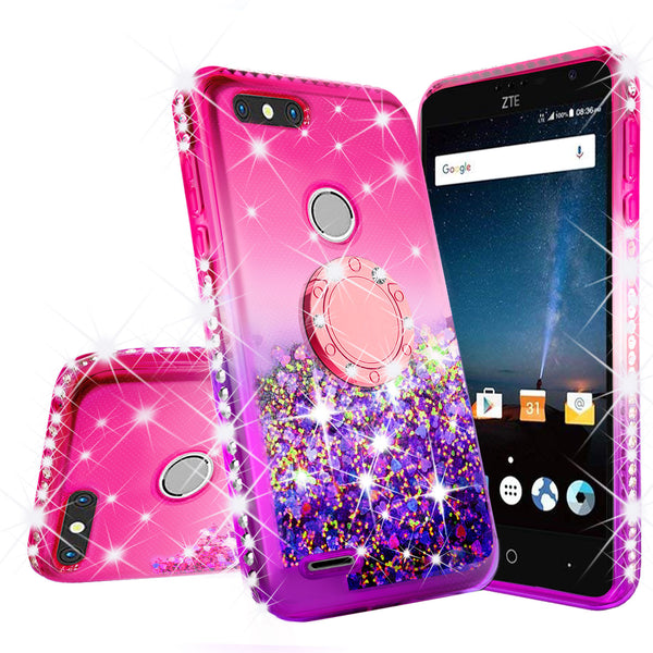 glitter ring phone case for zte sequoia - pink gradient - www.coverlabusa.com 
