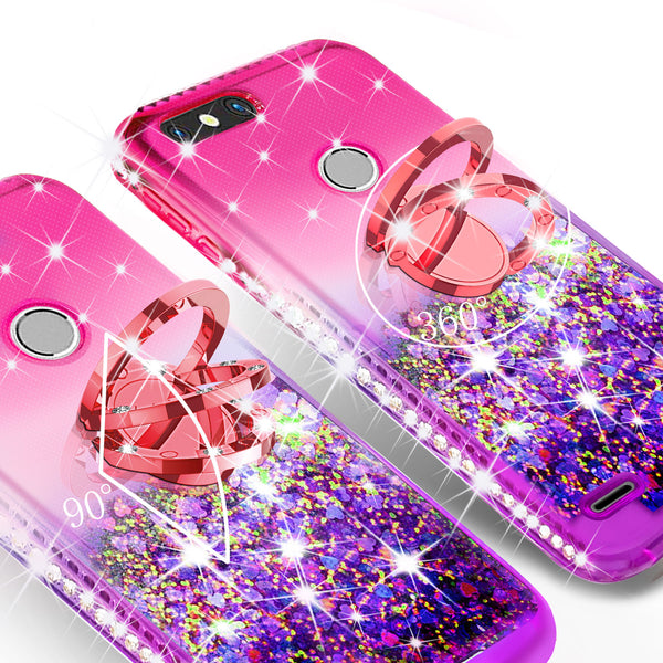 glitter ring phone case for zte sequoia - pink gradient - www.coverlabusa.com 