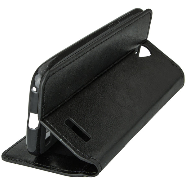 ZTE Grand X3 leather wallet case - black - www.coverlabusa.com